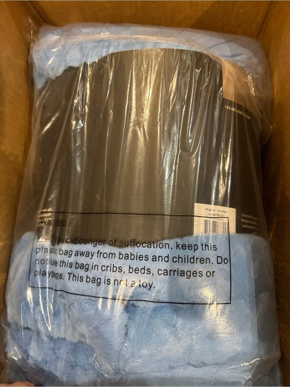 Lola Blankets/Plush Faux Fur Textured Throw/Blanket/Cerulean Blue/NIB/SEALED!